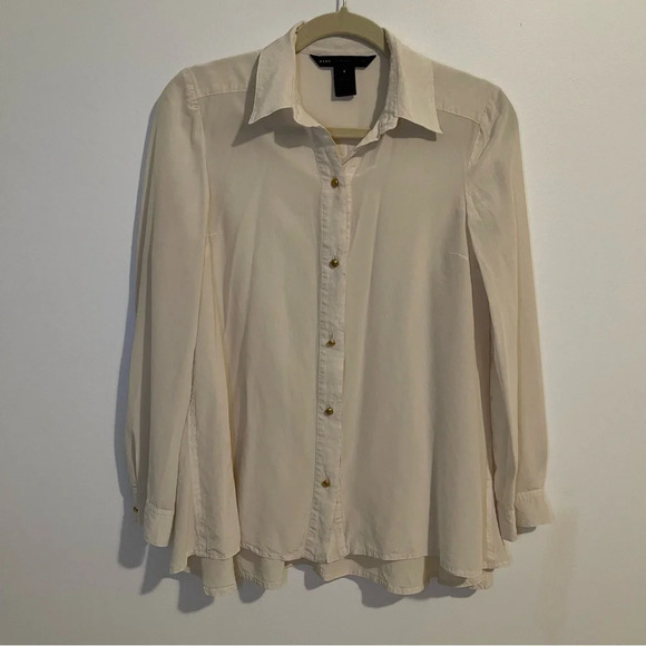 MARC BY MARC JACOBS 100% Ivory Silk Top Long Sleeve gold Button Down free fit 2 - Picture 1 of 7